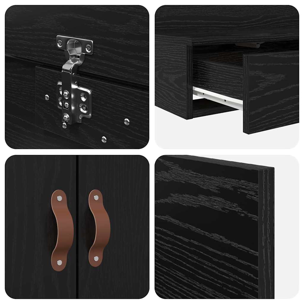 Opbergbedframe met lade Zwart Eiken 200 cm Bewerkt hout is nu te koop bij PeponiXL, paradijselijk wonen!