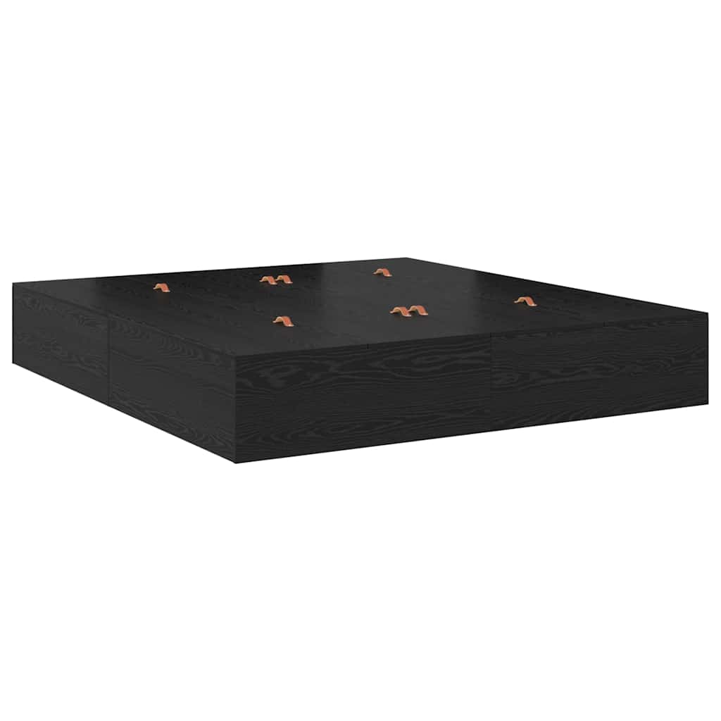 Opbergbedframe met lade Zwart Eiken 200 cm Bewerkt hout is nu te koop bij PeponiXL, paradijselijk wonen!