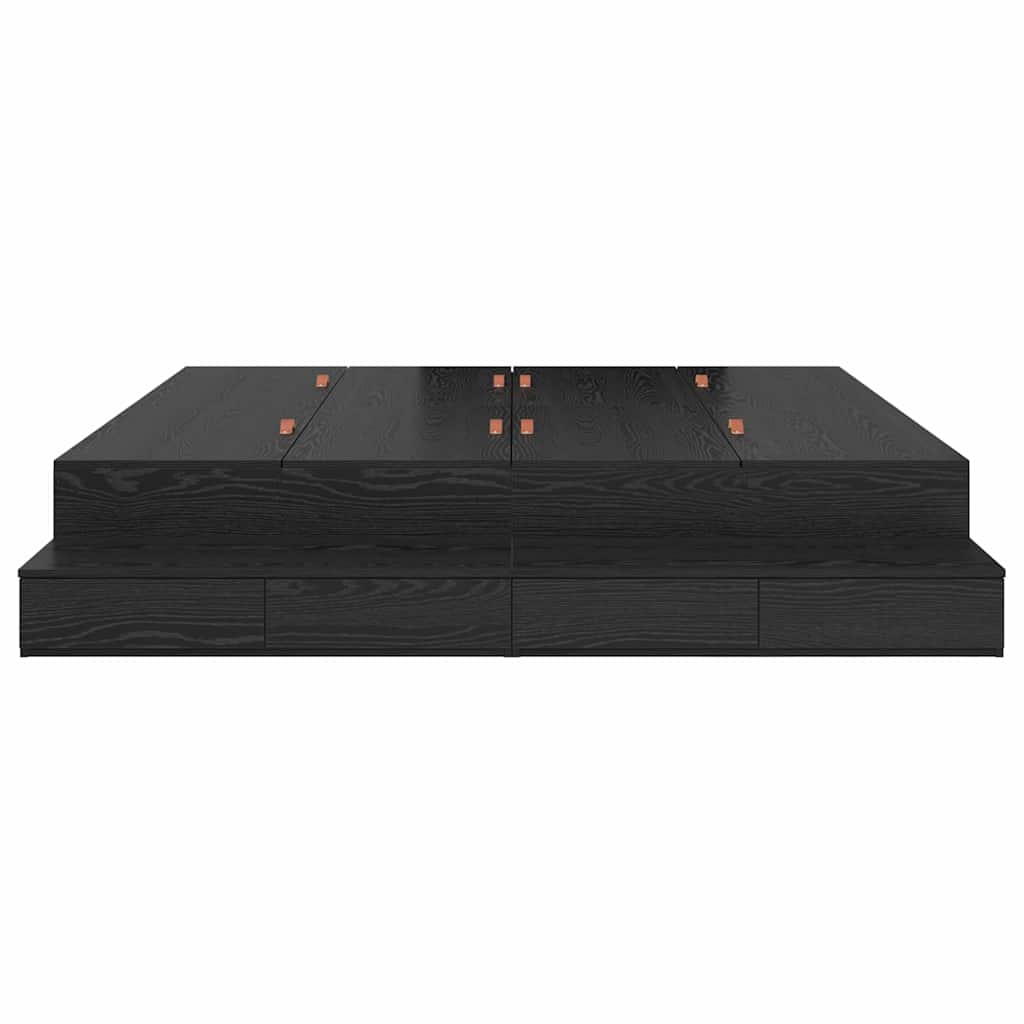 Opbergbedframe met lade Zwart Eiken 200 cm Bewerkt hout is nu te koop bij PeponiXL, paradijselijk wonen!