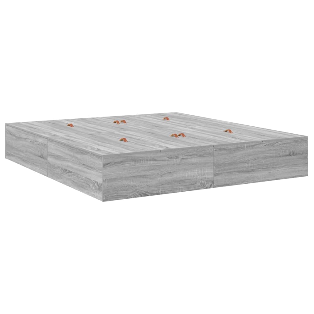 Opbergbedframe met lade Grijs Sonoma 200 cm Bewerkt hout is nu te koop bij PeponiXL, paradijselijk wonen!
