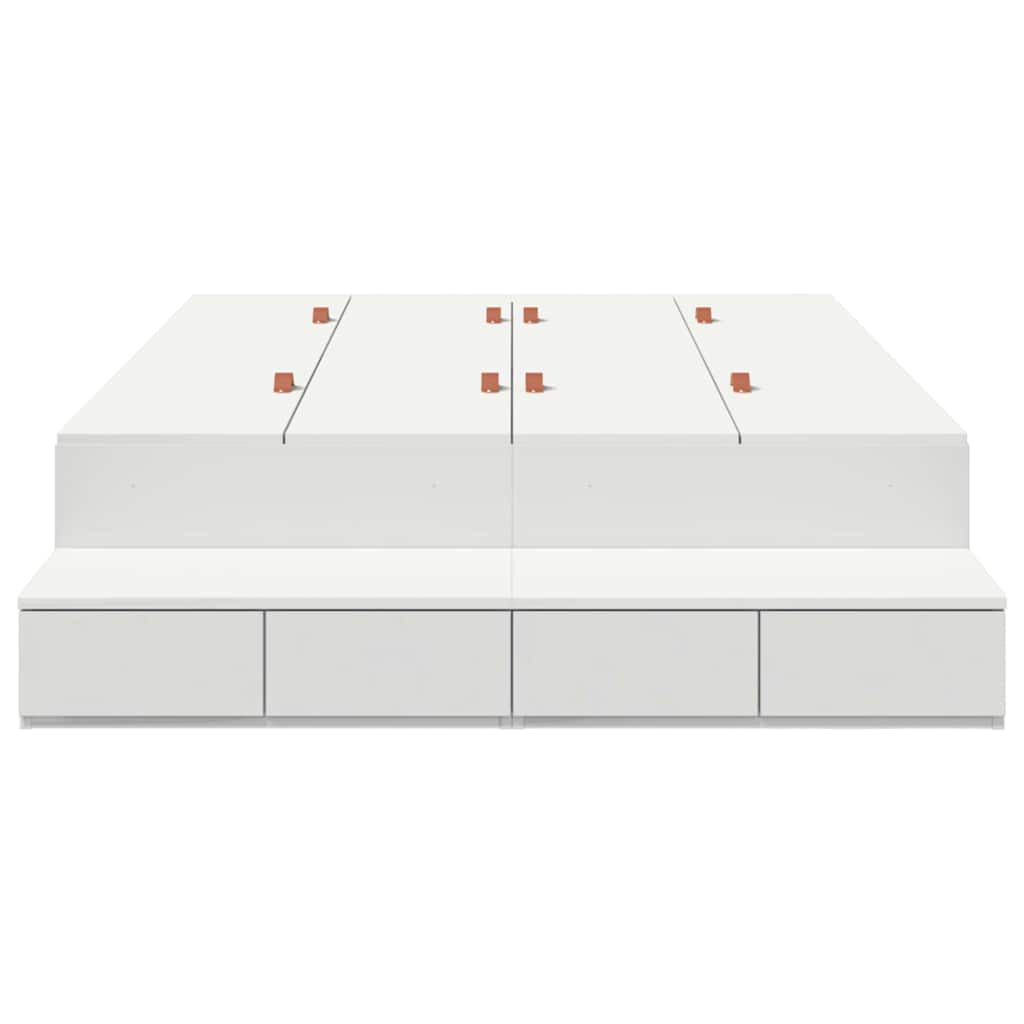 Opbergbedframe met lade met opslag Wit 120 cm Bewerkt hout is nu te koop bij PeponiXL, paradijselijk wonen!