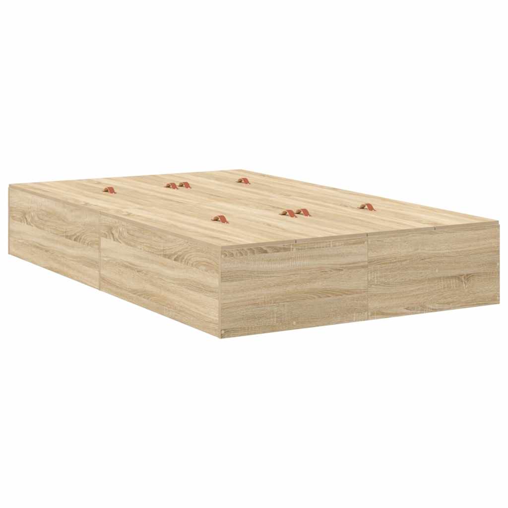 Opbergbedframe met lade Sonoma Eiken 120 cm Bewerkt hout is nu te koop bij PeponiXL, paradijselijk wonen!