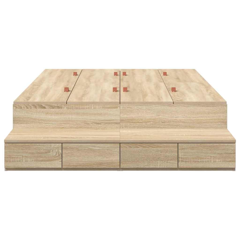 Opbergbedframe met lade Sonoma Eiken 120 cm Bewerkt hout is nu te koop bij PeponiXL, paradijselijk wonen!