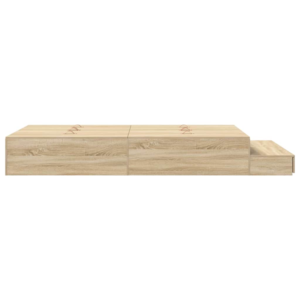 Opbergbedframe met lade Sonoma Eiken 120 cm Bewerkt hout is nu te koop bij PeponiXL, paradijselijk wonen!