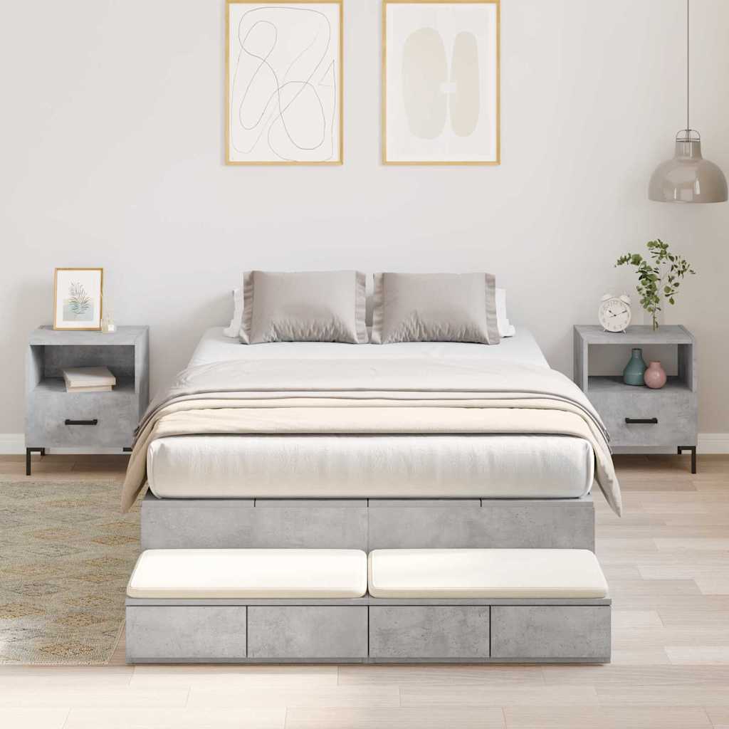 Opbergbedframe met lade Beton Grijs 120 cm Bewerkt hout is nu te koop bij PeponiXL, paradijselijk wonen!