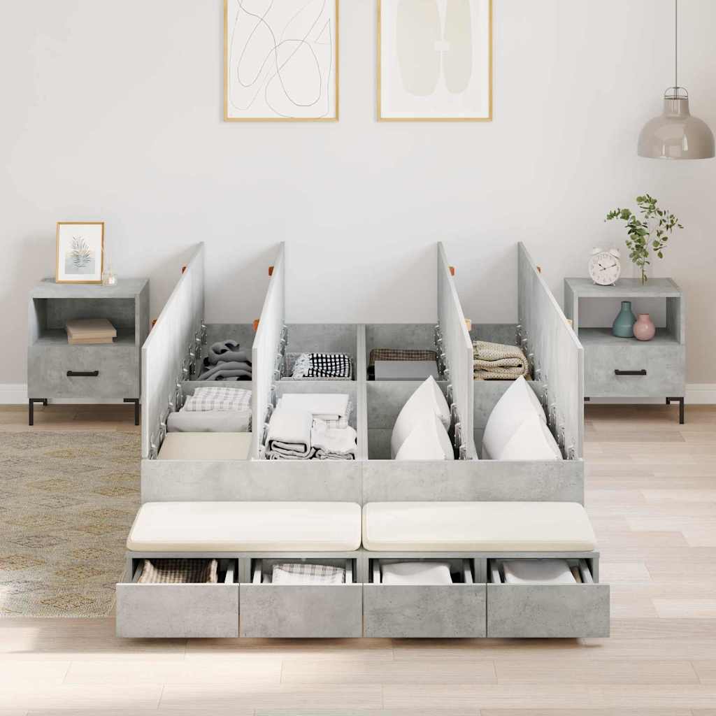 Opbergbedframe met lade Beton Grijs 120 cm Bewerkt hout is nu te koop bij PeponiXL, paradijselijk wonen!