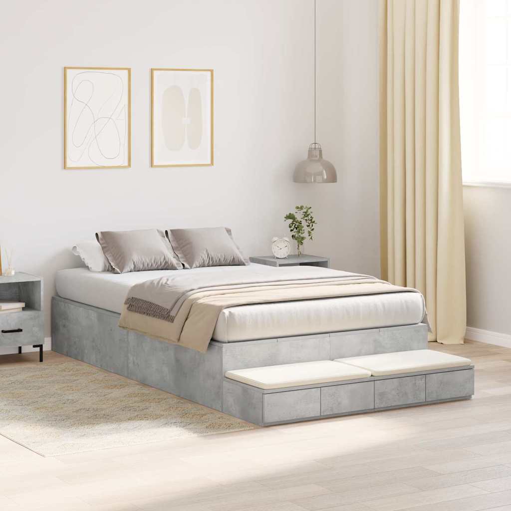 Opbergbedframe met lade Beton Grijs 120 cm Bewerkt hout is nu te koop bij PeponiXL, paradijselijk wonen!