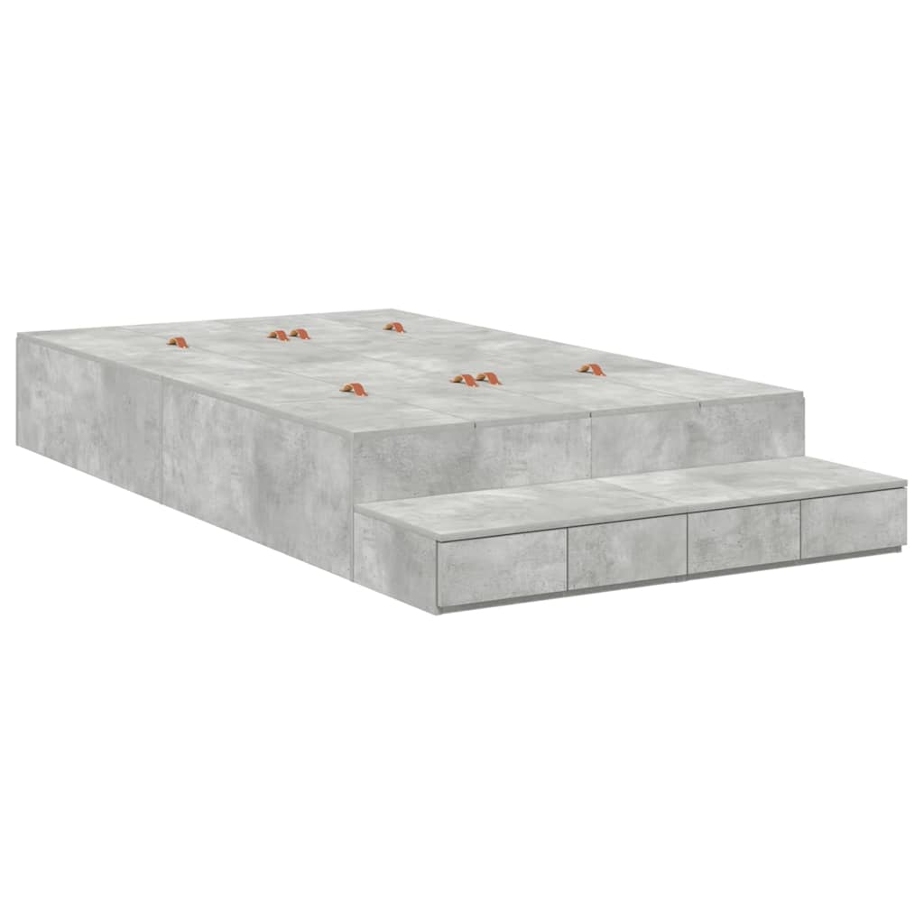 Opbergbedframe met lade Beton Grijs 120 cm Bewerkt hout is nu te koop bij PeponiXL, paradijselijk wonen!