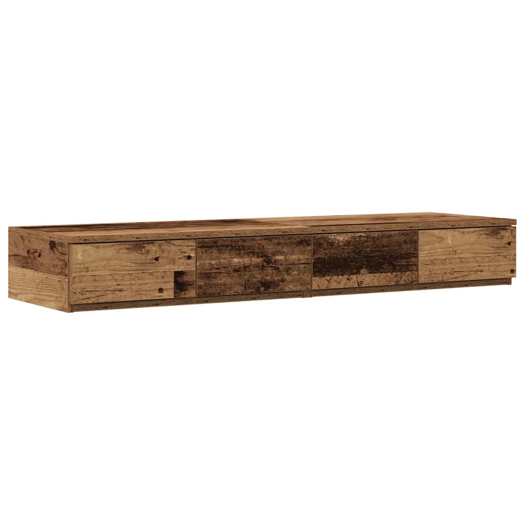 Opbergbedframe met lade met opslag Oud Hout 120 cm Bewerkt hout is nu te koop bij PeponiXL, paradijselijk wonen!