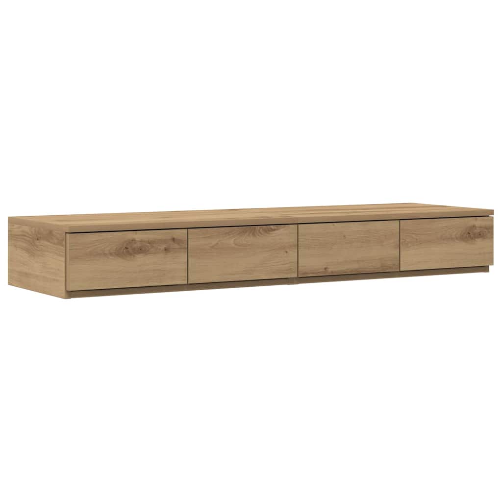 Opbergbedframe met lade Artisan Eiken 120 cm Bewerkt hout