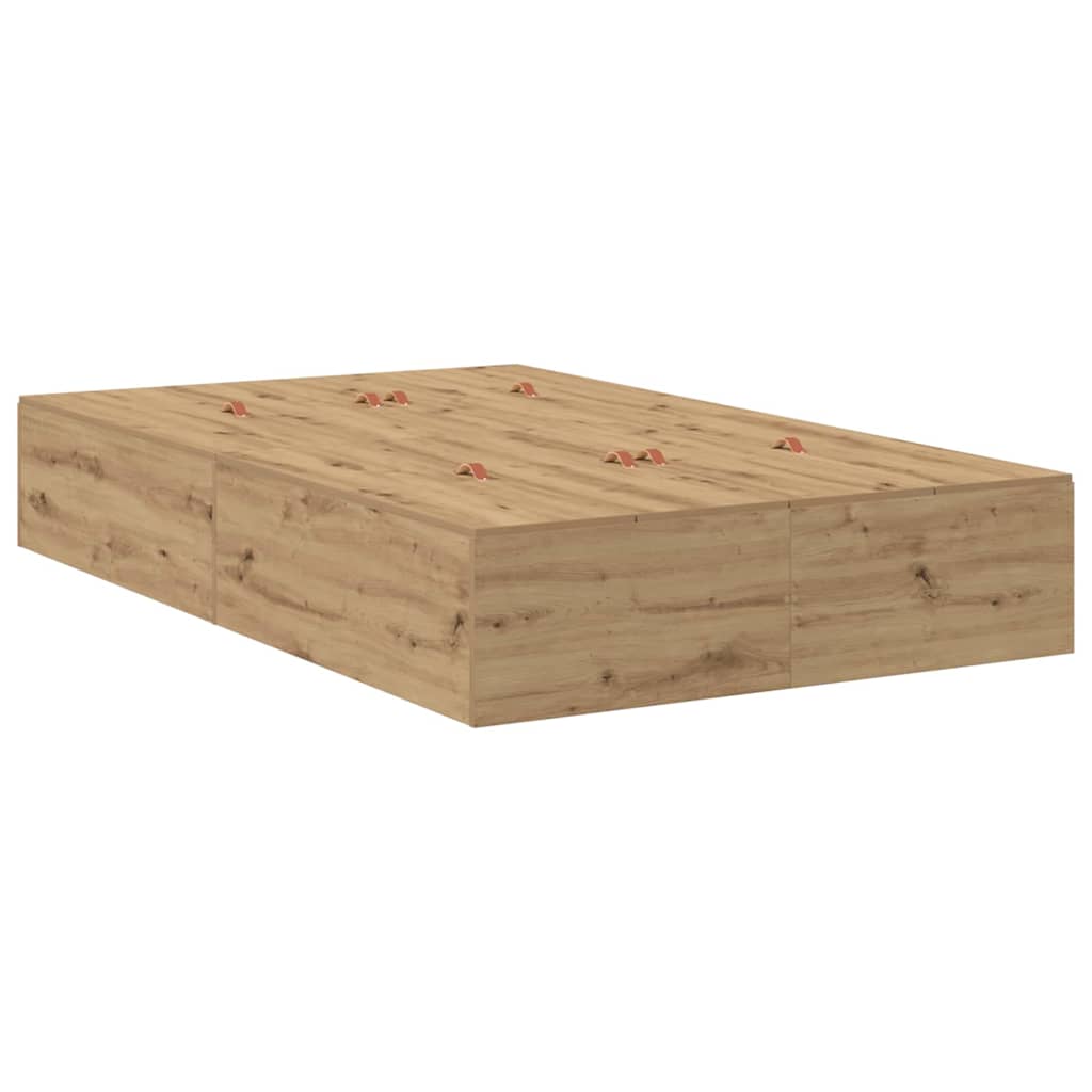 Opbergbedframe met lade Artisan Eiken 120 cm Bewerkt hout