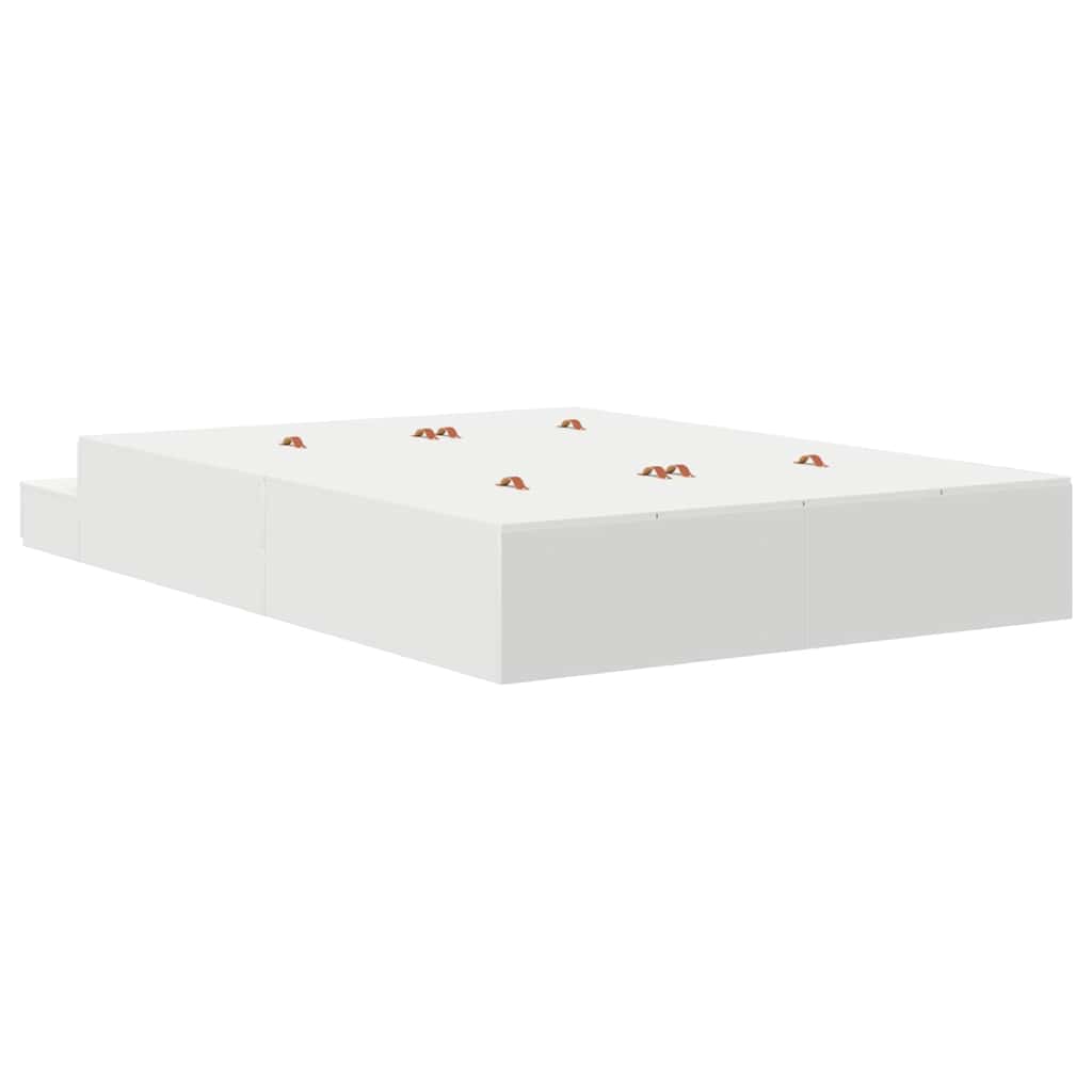 Opbergbedframe met lade met opslag Wit 150 cm Bewerkt hout is nu te koop bij PeponiXL, paradijselijk wonen!
