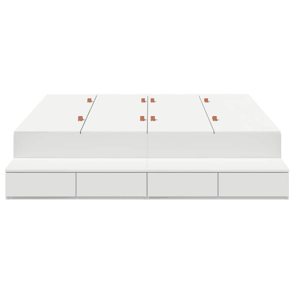 Opbergbedframe met lade met opslag Wit 150 cm Bewerkt hout is nu te koop bij PeponiXL, paradijselijk wonen!
