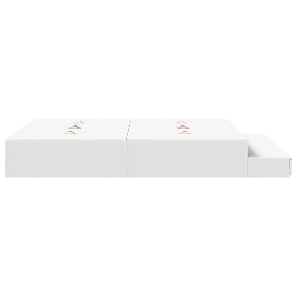 Opbergbedframe met lade met opslag Wit 150 cm Bewerkt hout is nu te koop bij PeponiXL, paradijselijk wonen!