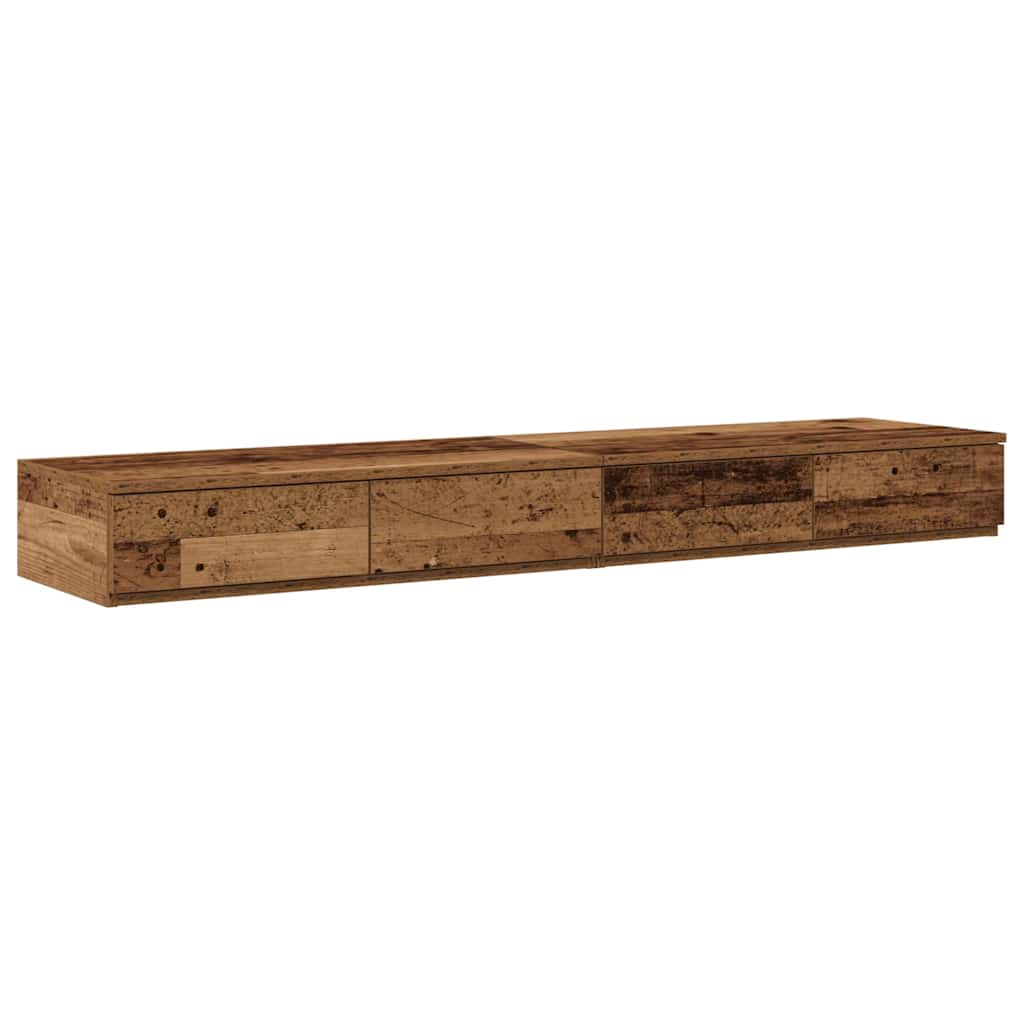 Opbergbedframe met lade met opslag Oud Hout 150 cm Bewerkt hout is nu te koop bij PeponiXL, paradijselijk wonen!