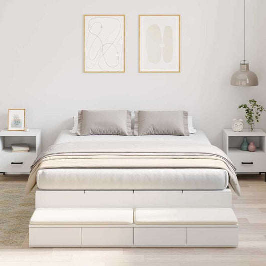 Opbergbedframe met lade met opslag Wit 160 cm Bewerkt hout is nu te koop bij PeponiXL, paradijselijk wonen!
