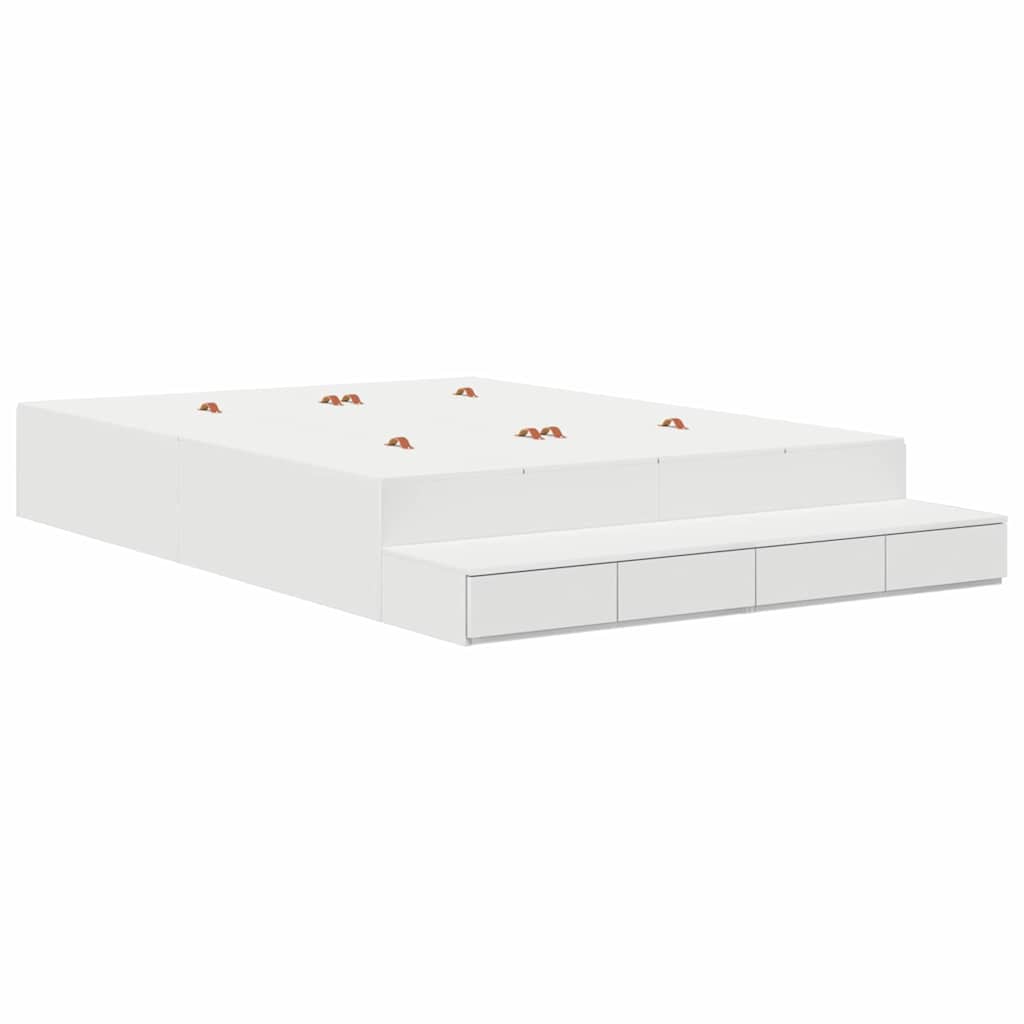 Opbergbedframe met lade met opslag Wit 160 cm Bewerkt hout