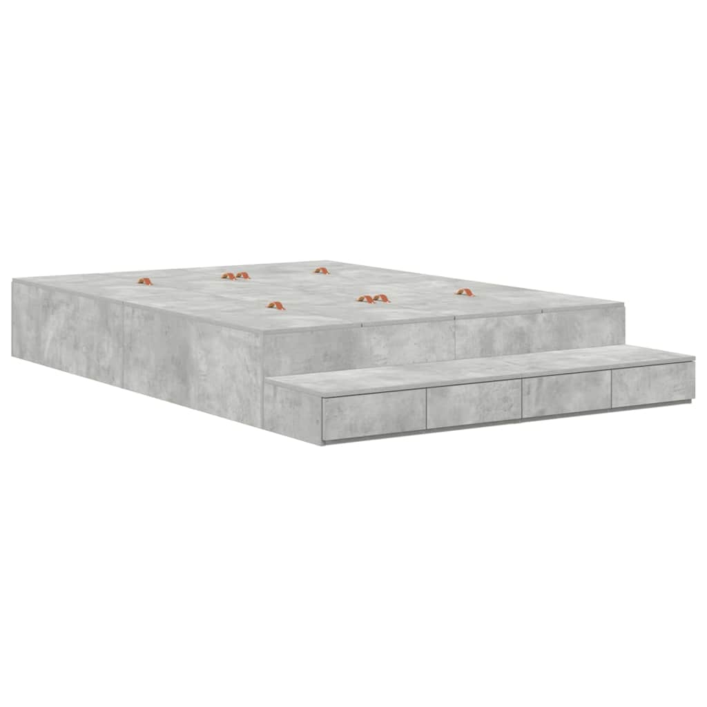 Opbergbedframe met lade Beton Grijs 160 cm Bewerkt hout is nu te koop bij PeponiXL, paradijselijk wonen!