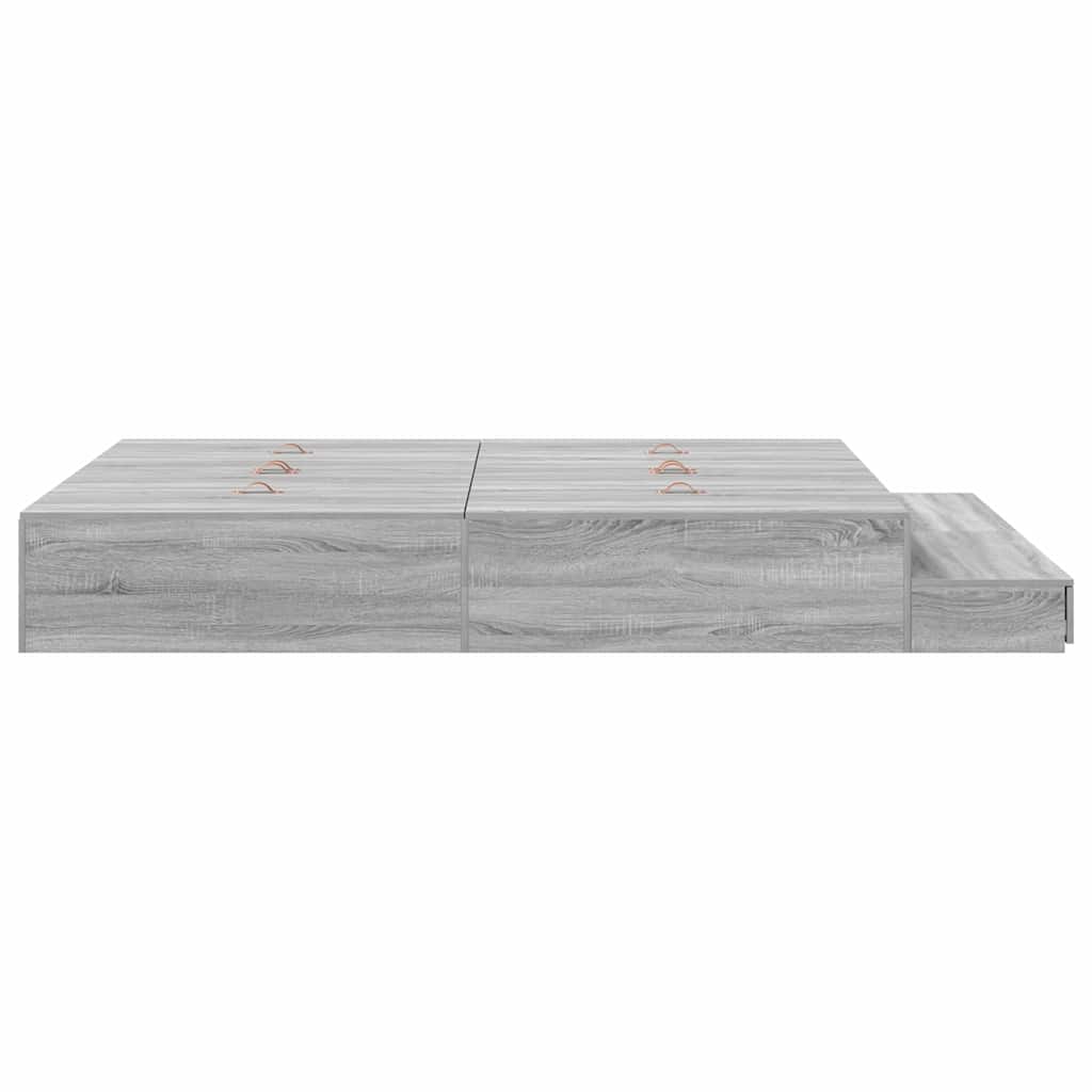 Opbergbedframe met lade Grijs Sonoma 160 cm Bewerkt hout is nu te koop bij PeponiXL, paradijselijk wonen!