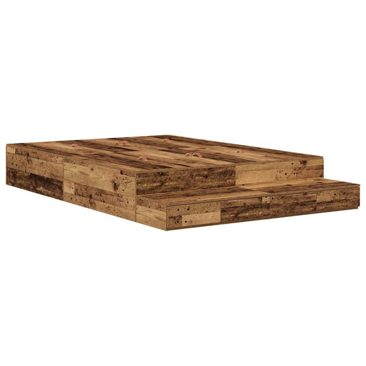 Opbergbedframe met lade met opslag Oud Hout 160 cm Bewerkt hout is nu te koop bij PeponiXL, paradijselijk wonen!