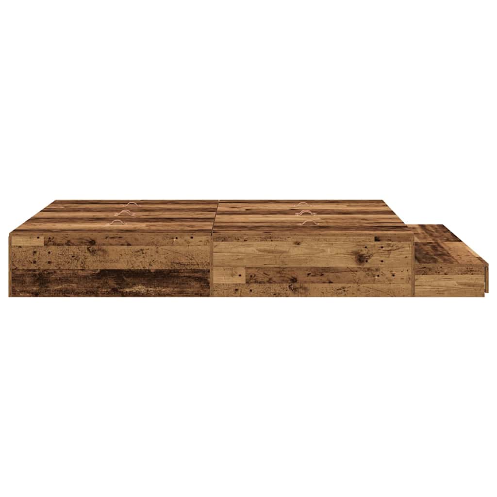 Opbergbedframe met lade met opslag Oud Hout 160 cm Bewerkt hout