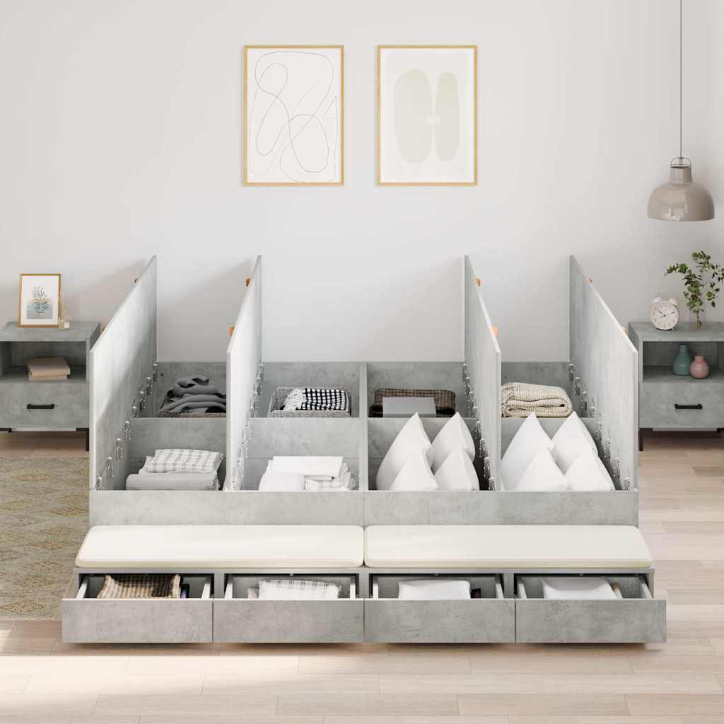 Opbergbedframe met lade Beton Grijs 180 cm Bewerkt hout is nu te koop bij PeponiXL, paradijselijk wonen!