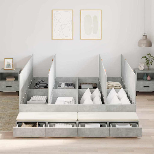 Opbergbedframe met lade Beton Grijs 180 cm Bewerkt hout is nu te koop bij PeponiXL, paradijselijk wonen!