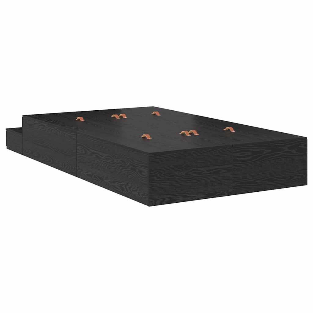 Opbergbedframe met lade Zwart Eiken 120 cm Bewerkt hout is nu te koop bij PeponiXL, paradijselijk wonen!