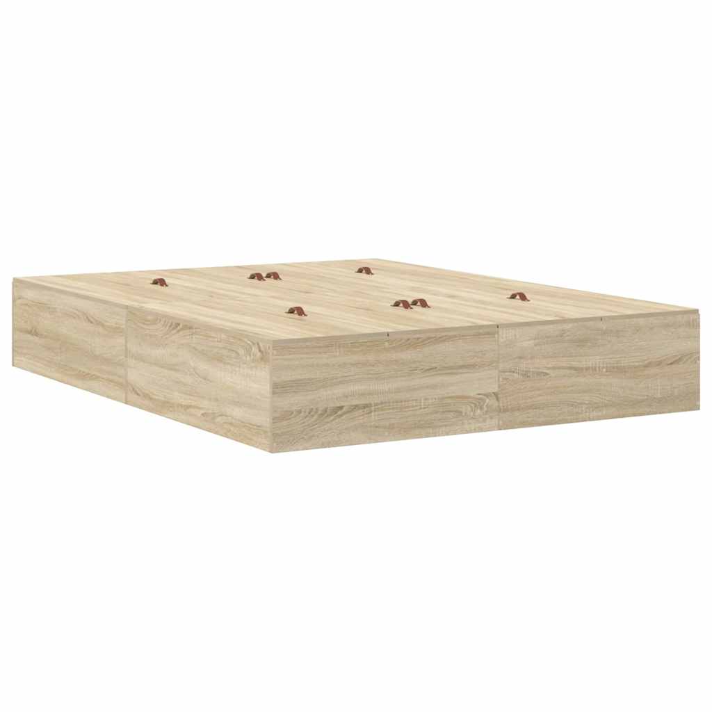 Opbergbedframe met lade Sonoma Eiken 140 cm Bewerkt hout is nu te koop bij PeponiXL, paradijselijk wonen!