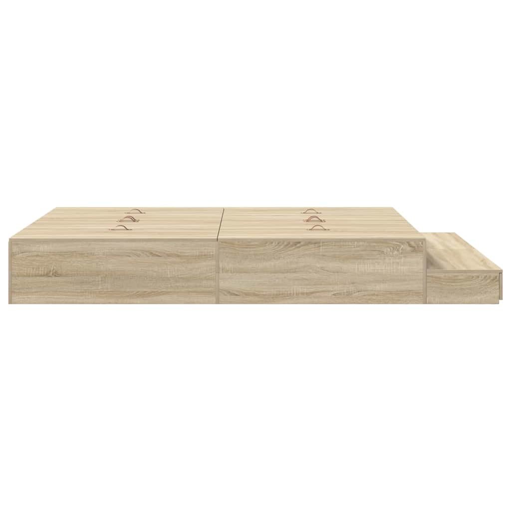 Opbergbedframe met lade Sonoma Eiken 140 cm Bewerkt hout is nu te koop bij PeponiXL, paradijselijk wonen!