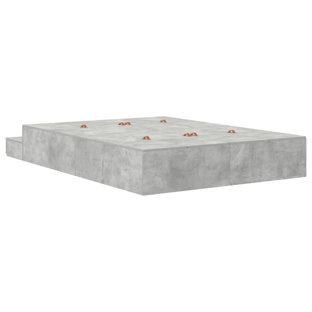 Opbergbedframe met lade Beton Grijs 140 cm Bewerkt hout is nu te koop bij PeponiXL, paradijselijk wonen!