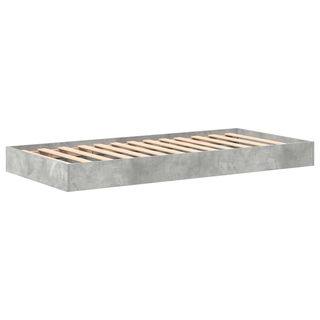 Boekenkast Bed met plank Betongrijs 90 x 200 cm Bewerkt hout
