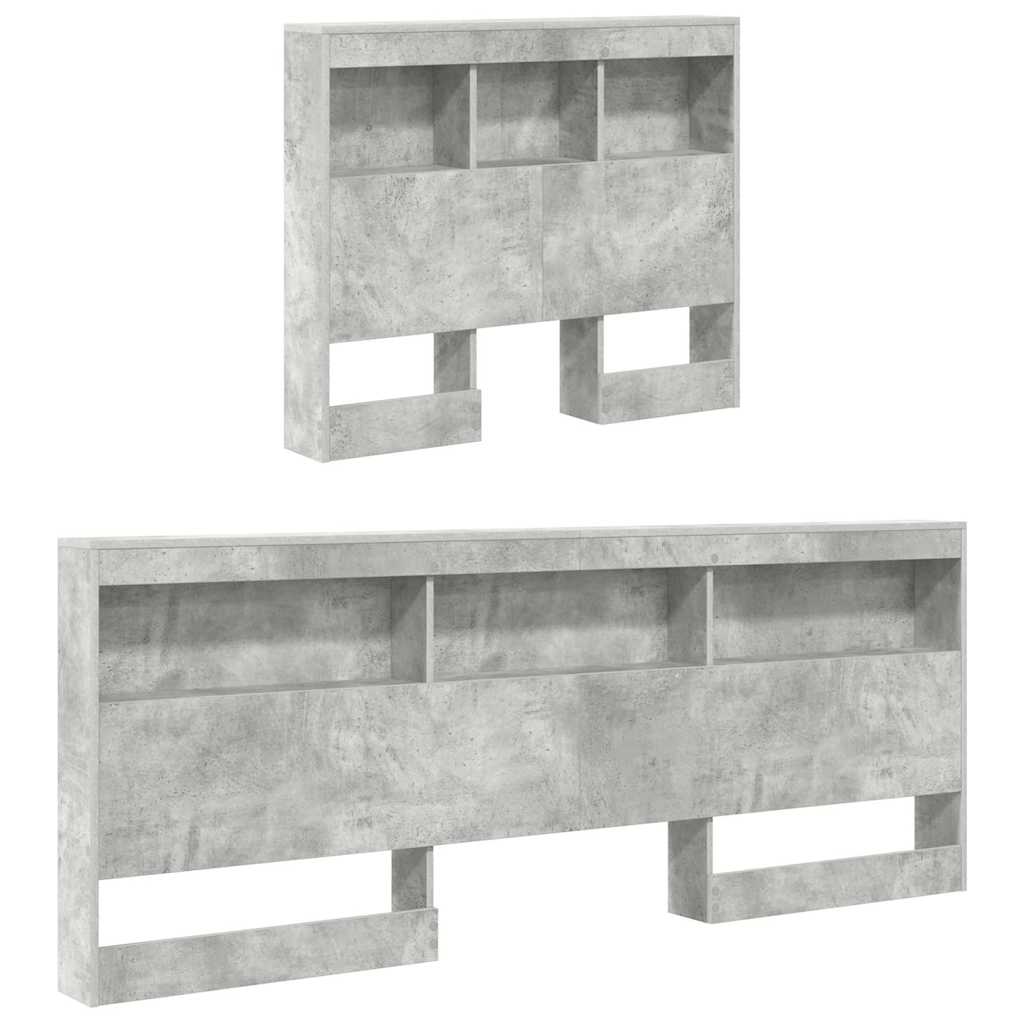 Boekenkast Bed met plank Betongrijs 90 x 200 cm Bewerkt hout