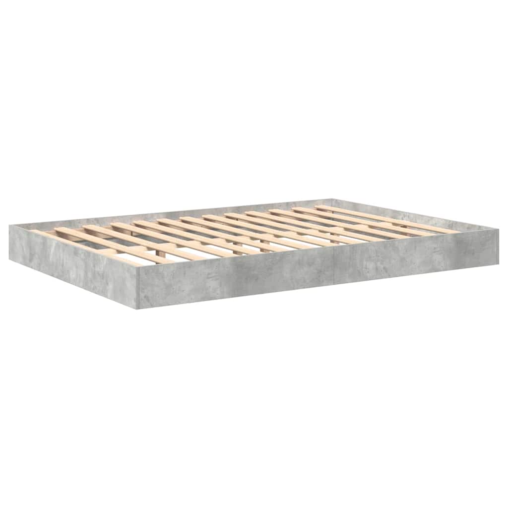 Boekenkast Bed met plank Betongrijs 150 x 200 cm Bewerkt hout