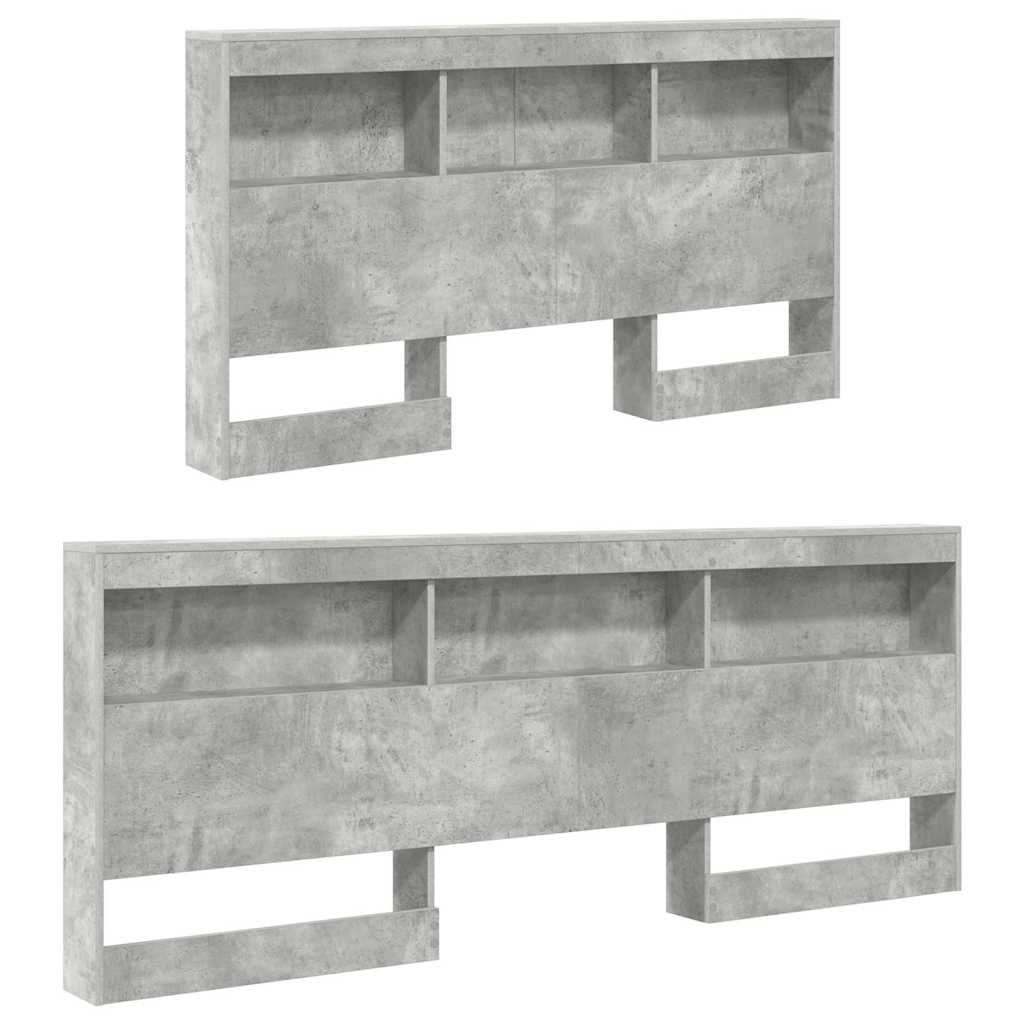 Boekenkast Bed met plank Betongrijs 150 x 200 cm Bewerkt hout