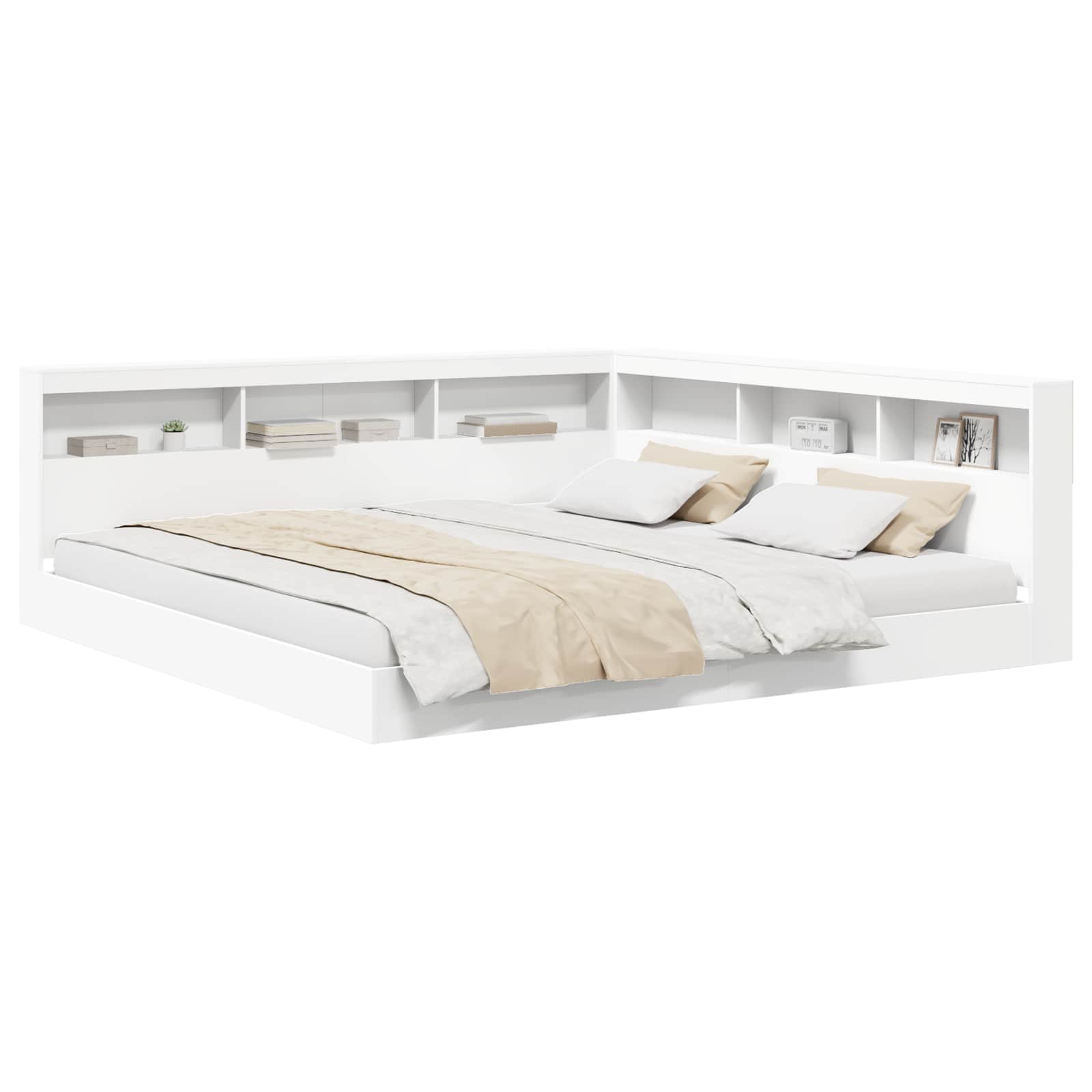 Boekenkast Bed met hoofdeinde Wit 180 x 200 cm Bewerkt hout is nu te koop bij PeponiXL, paradijselijk wonen!
