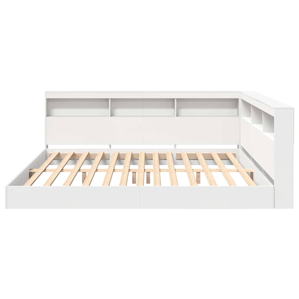 Boekenkast Bed met hoofdeinde Wit 180 x 200 cm Bewerkt hout is nu te koop bij PeponiXL, paradijselijk wonen!