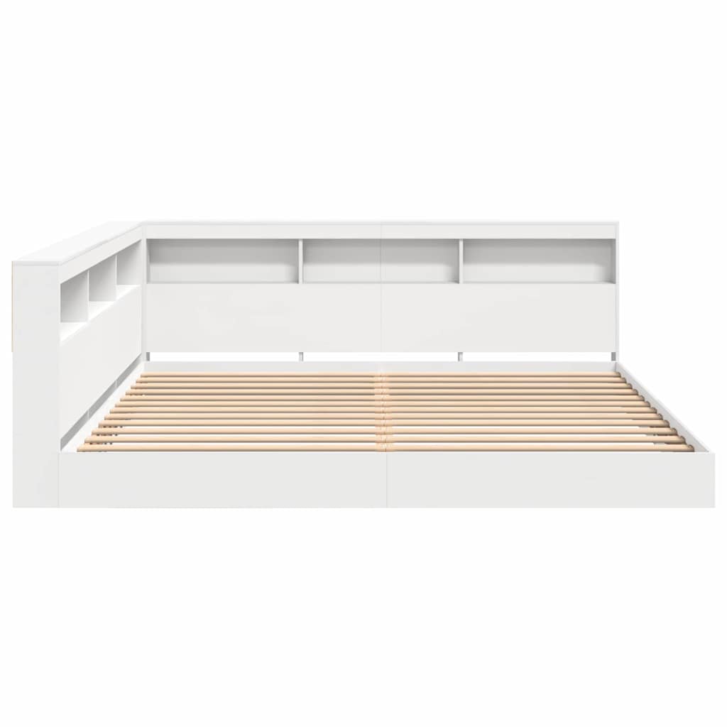 Boekenkast Bed met hoofdeinde Wit 180 x 200 cm Bewerkt hout is nu te koop bij PeponiXL, paradijselijk wonen!