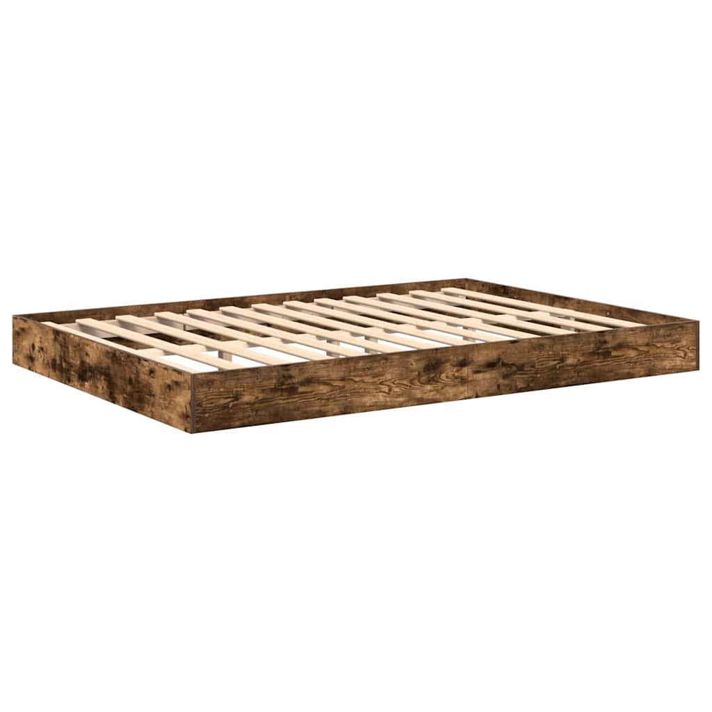 Boekenkast Bed Gerookt eiken 135 x 190 cm Bewerkt hout