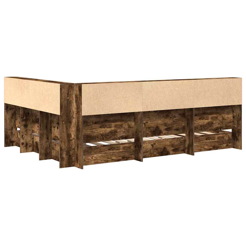 Boekenkast Bed Gerookt eiken 135 x 190 cm Bewerkt hout