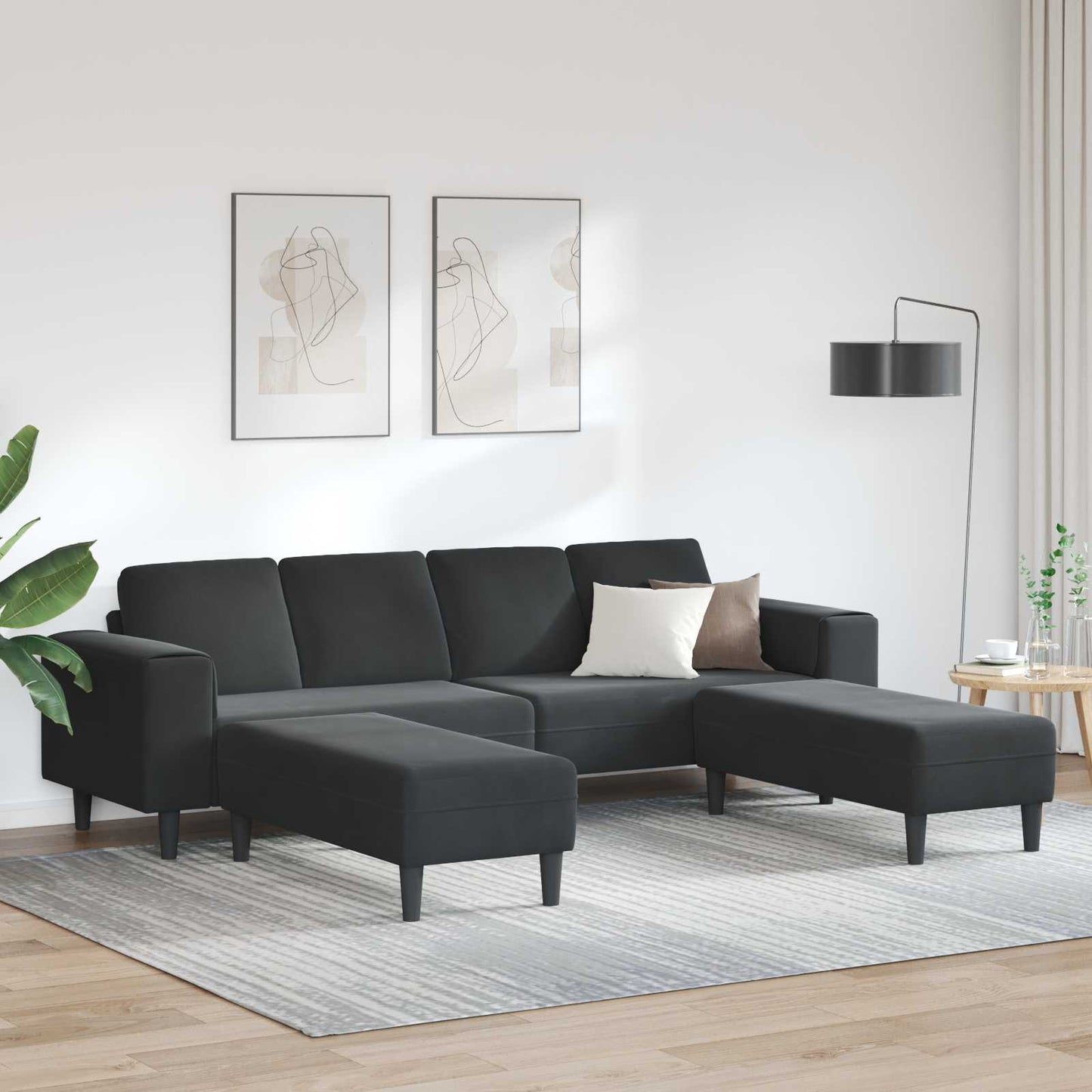 Woonkamer Bank 3 pcs Zwart 250 x 188 x 76 cm is nu te koop bij PeponiXL, paradijselijk wonen!