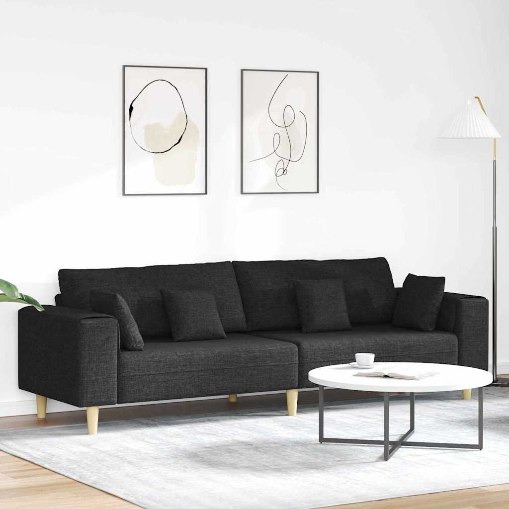 Bank met kussen Zwart 250 x 77 x 76 cm Stof is nu te koop bij PeponiXL, paradijselijk wonen!
