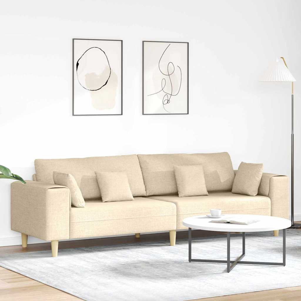 Bank met kussen Crème 250 x 77 x 76 cm Stof is nu te koop bij PeponiXL, paradijselijk wonen!