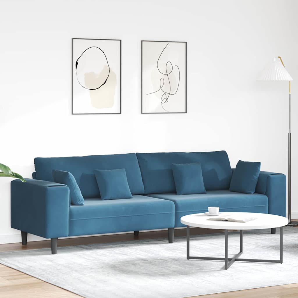 Bank Blauw 250 x 77 x 76 cm Fluweel is nu te koop bij PeponiXL, paradijselijk wonen!