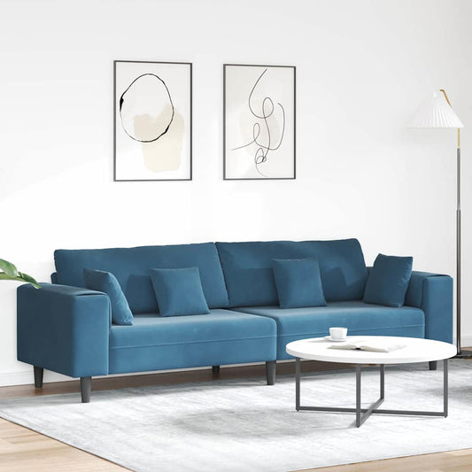 Bank Blauw 250 x 77 x 76 cm Fluweel is nu te koop bij PeponiXL, paradijselijk wonen!