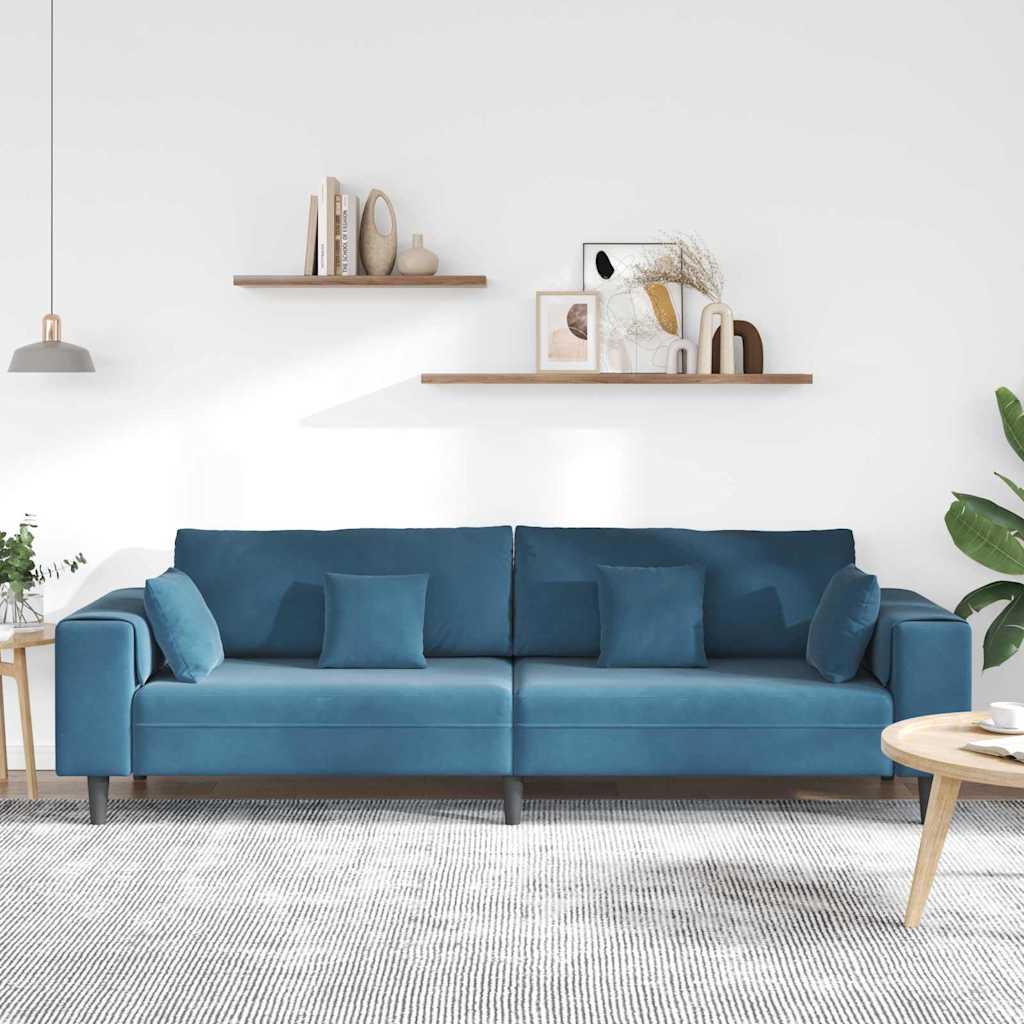 Bank Blauw 250 x 77 x 76 cm Fluweel is nu te koop bij PeponiXL, paradijselijk wonen!