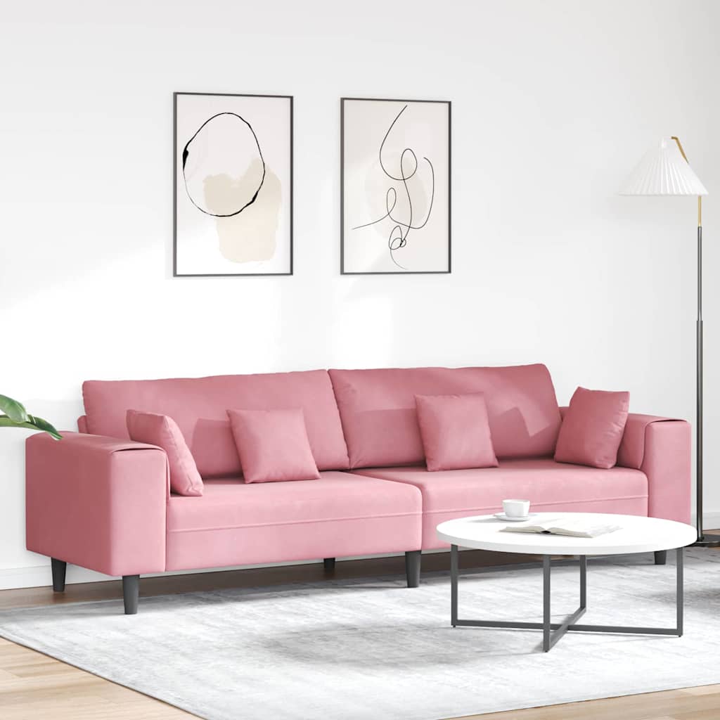 Bank met kussen Roze 250 x 77 x 76 cm Fluweel is nu te koop bij PeponiXL, paradijselijk wonen!