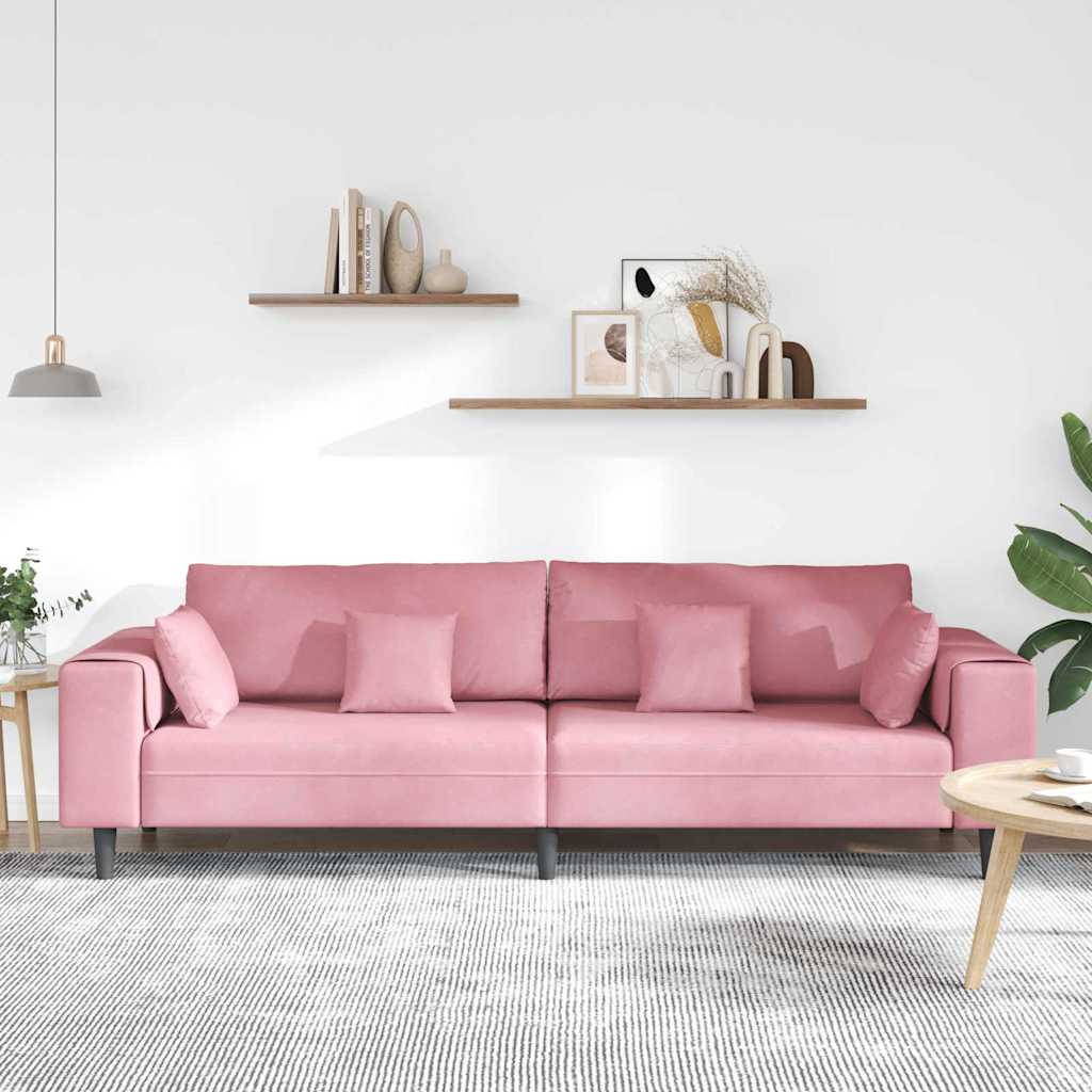 Bank met kussen Roze 250 x 77 x 76 cm Fluweel is nu te koop bij PeponiXL, paradijselijk wonen!