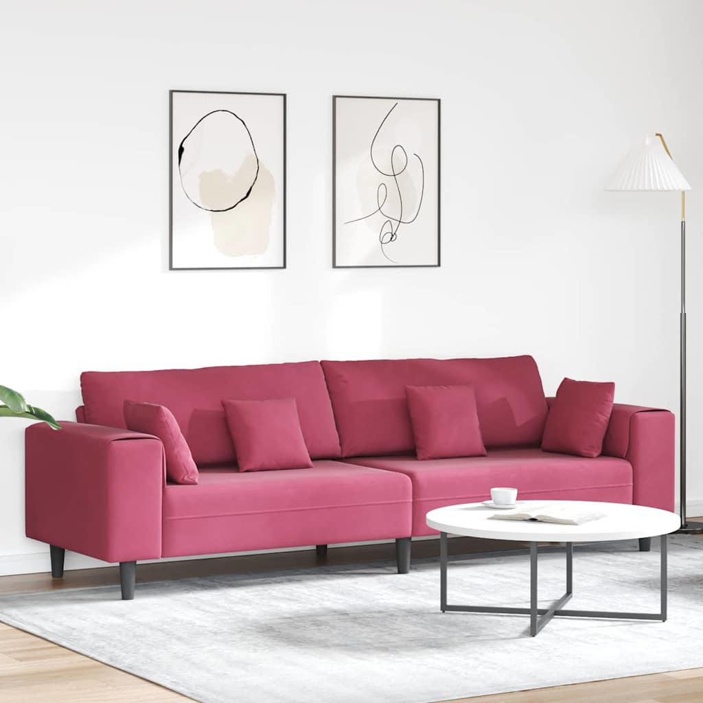 Bank Wijnrood 250 x 77 x 76 cm Fluweel is nu te koop bij PeponiXL, paradijselijk wonen!