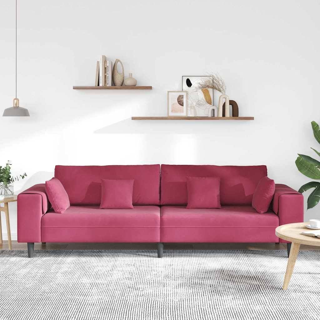 Bank Wijnrood 250 x 77 x 76 cm Fluweel is nu te koop bij PeponiXL, paradijselijk wonen!
